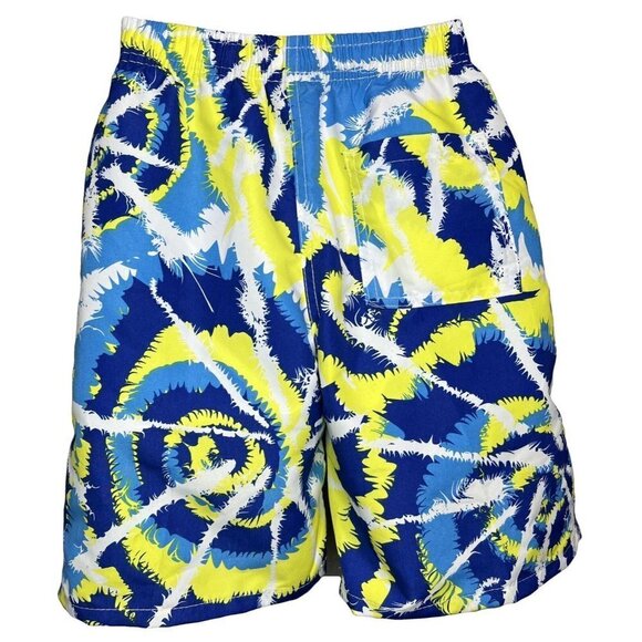 Boy Swim Shorts, Swimming Board Trunks, Drawstring Lining, Beach, Yellow Tie Dye - Picture 1 of 3